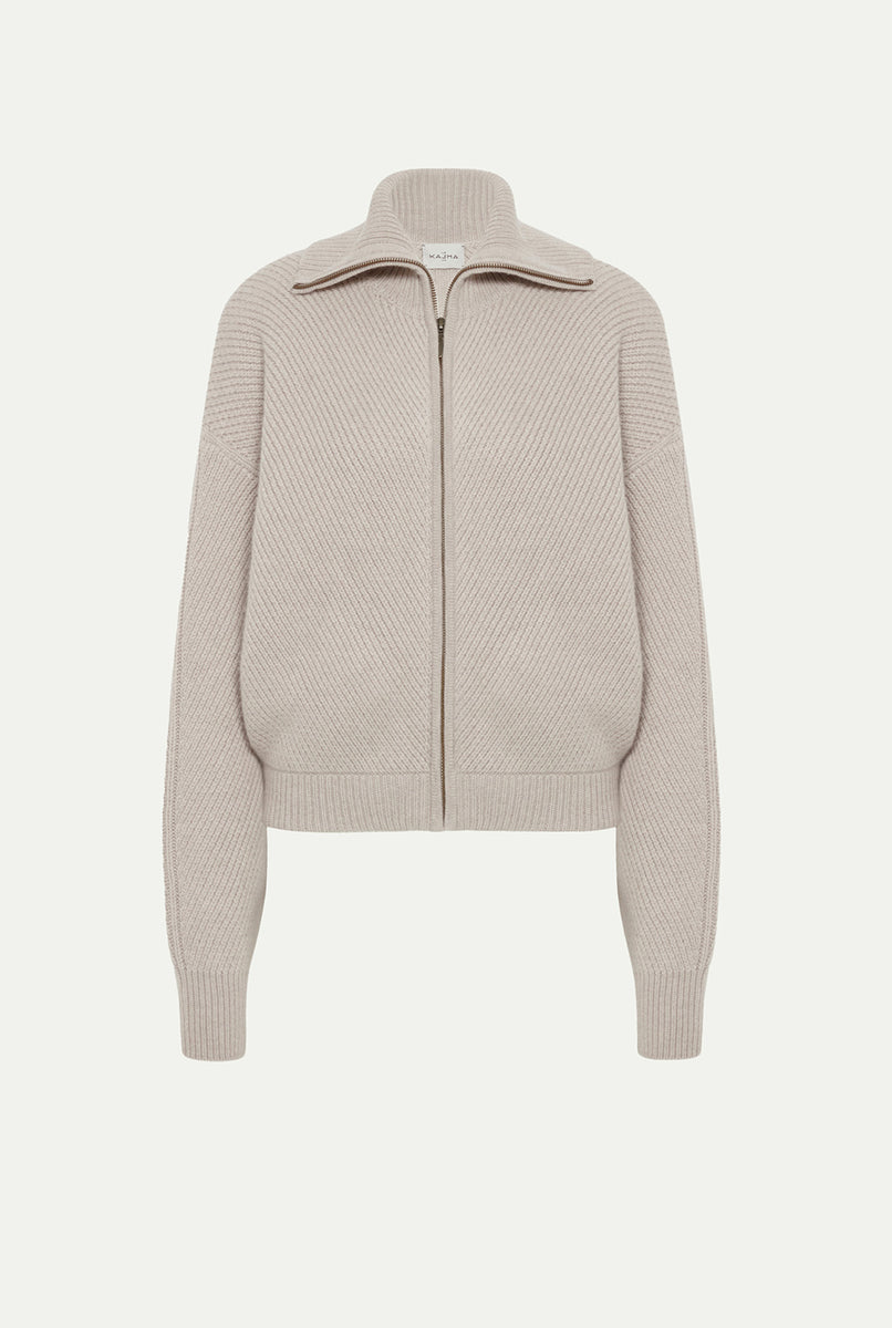 トップス laubeblanc Compact Knit Cashmere Blouson Compact Knit Cashmere Blouson – L'AUBE BLANC