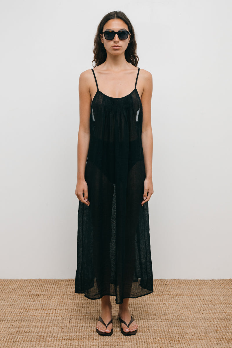 Le Kasha - QULAYI linen dress - Women's - Black - S/M Le Kasha - QULAYI linen dress - Women's - Black - S/M
