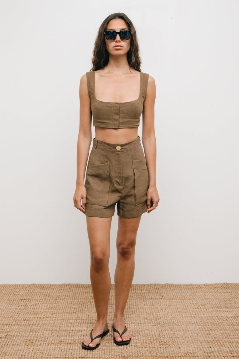 ショートパンツ LE KASHA SS24 Ivory linen Ashraf shorts (ASHRAF 740) ASHRAF linen short – Le Kasha