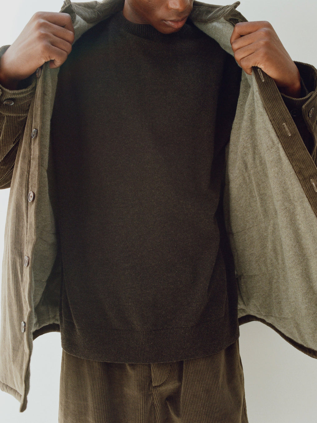 ODEON corduroy & cashmere puffer shirt